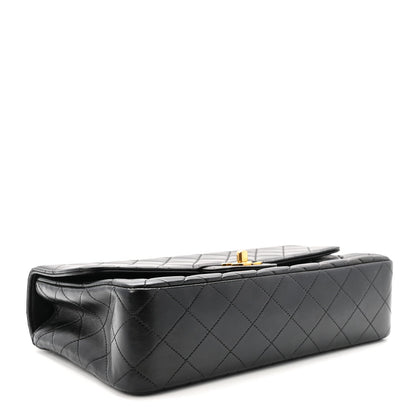 Lambskin Quilted Medium Rectangular Kelly Flap Bag Black