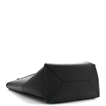 Shiny Calfskin Medium Puzzle Fold Tote Black
