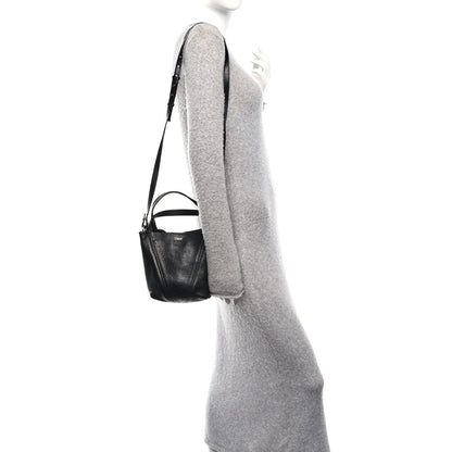 Grained Calfskin Small Spin Tote Black