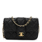 Lambskin Quilted Tab Mini Flap Black