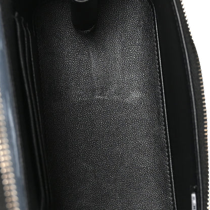 Lambskin Quilted Small Top Handle Vanity Case With Chain Black