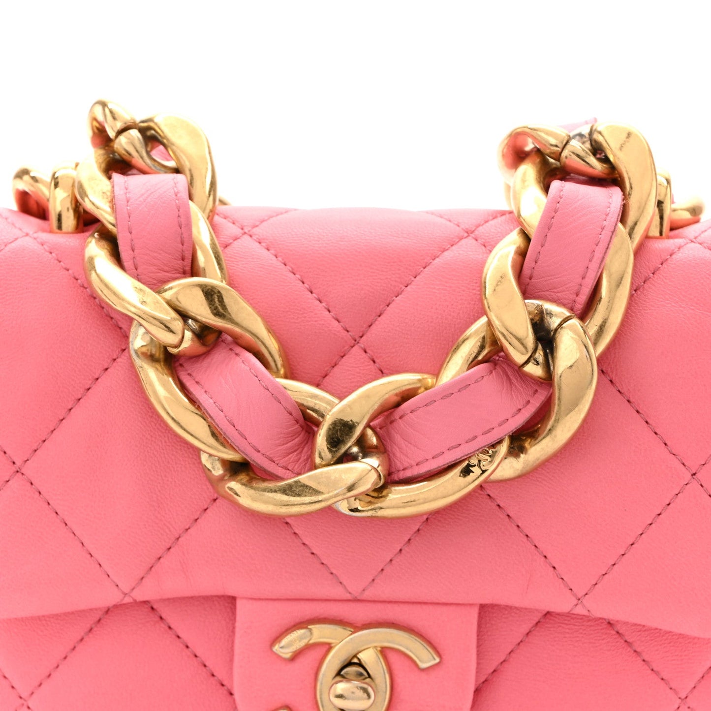 Lambskin Quilted Mini Funky Town Flap Pink