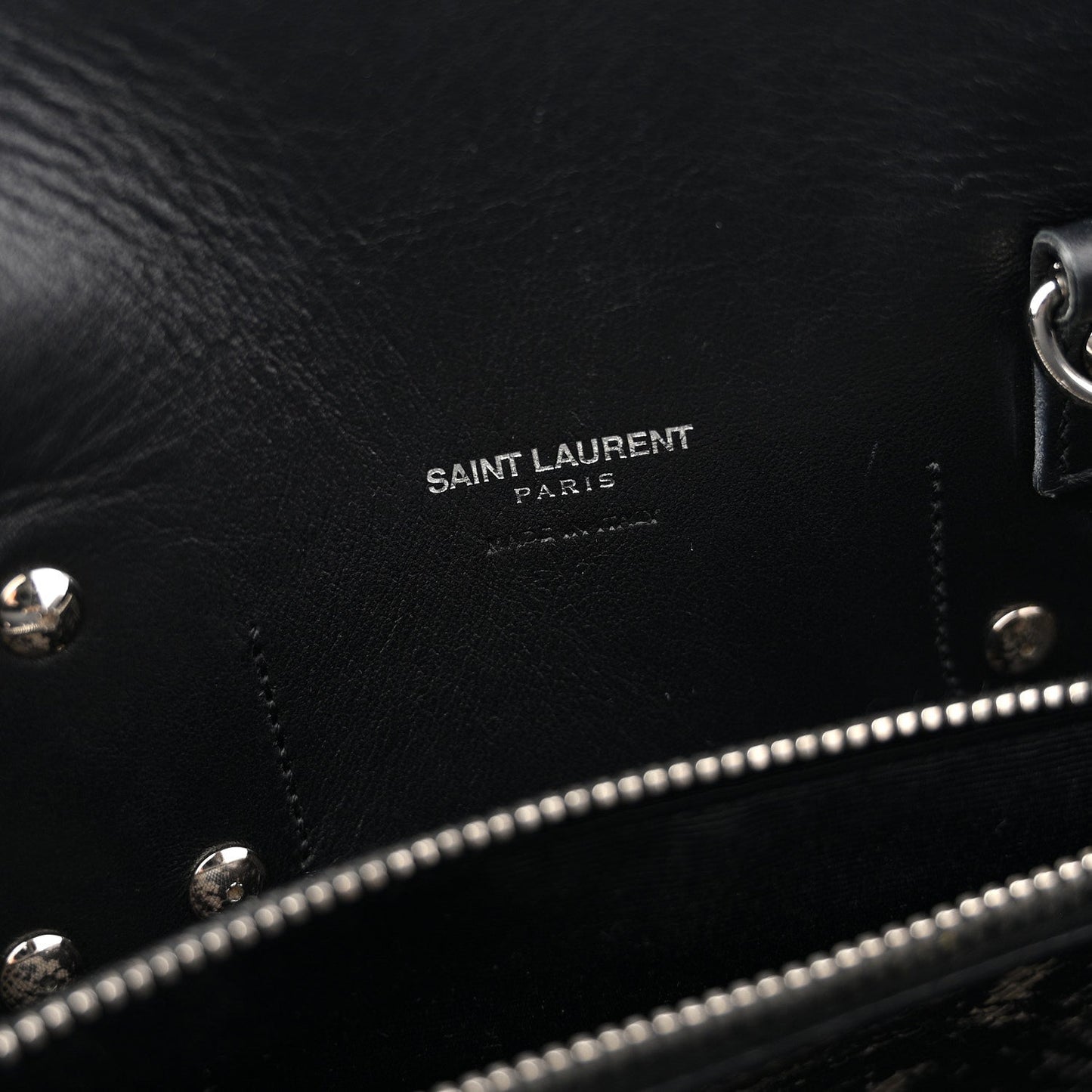 Grained Calfskin Embossed Python Small Sac De Jour Black