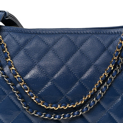 Patent Goatskin Quilted Medium Gabrielle Hobo Blue