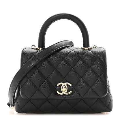 Caviar Quilted Extra Mini Coco Handle Flap Black