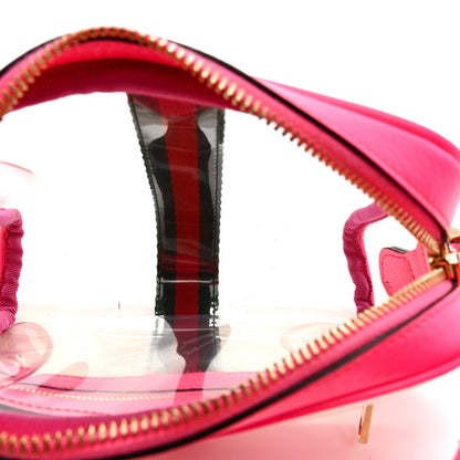 Vinyl Web Mini Ophidia Transparent Shoulder Bag Fluorescent Fuchsia