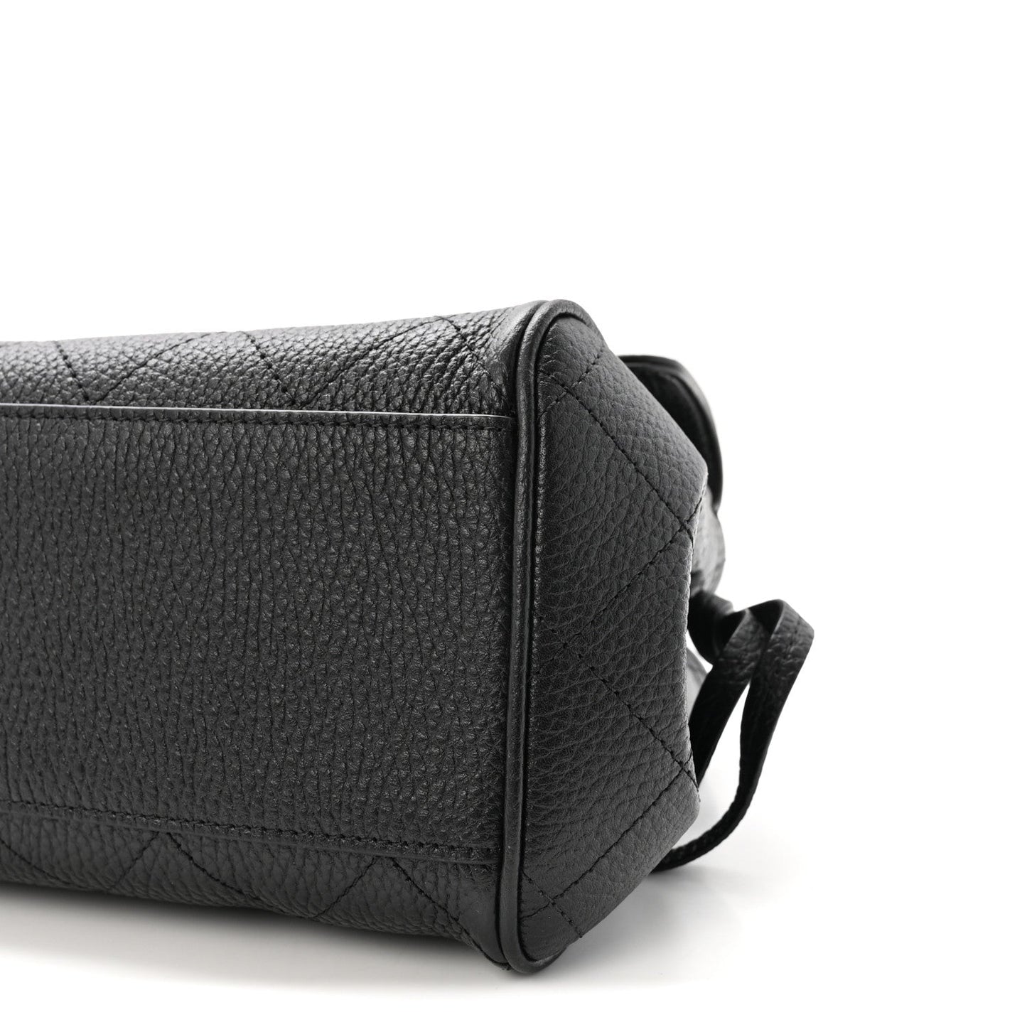 Grained Calfskin Stitched Urban Essentials Small Shopping Bag Black