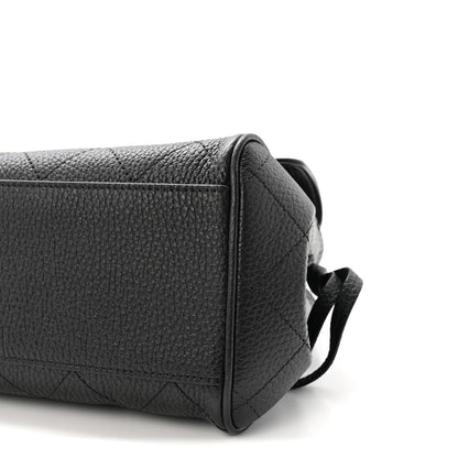 Grained Calfskin Stitched Urban Essentials Small Shopping Bag Black