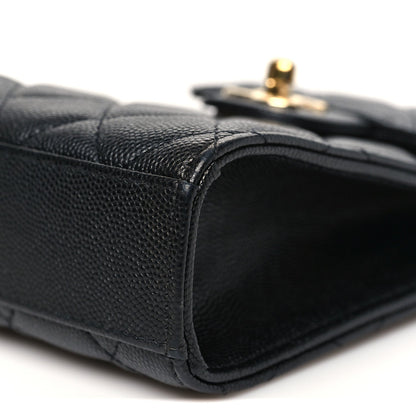 Caviar Quilted Classic Phone Holder Black