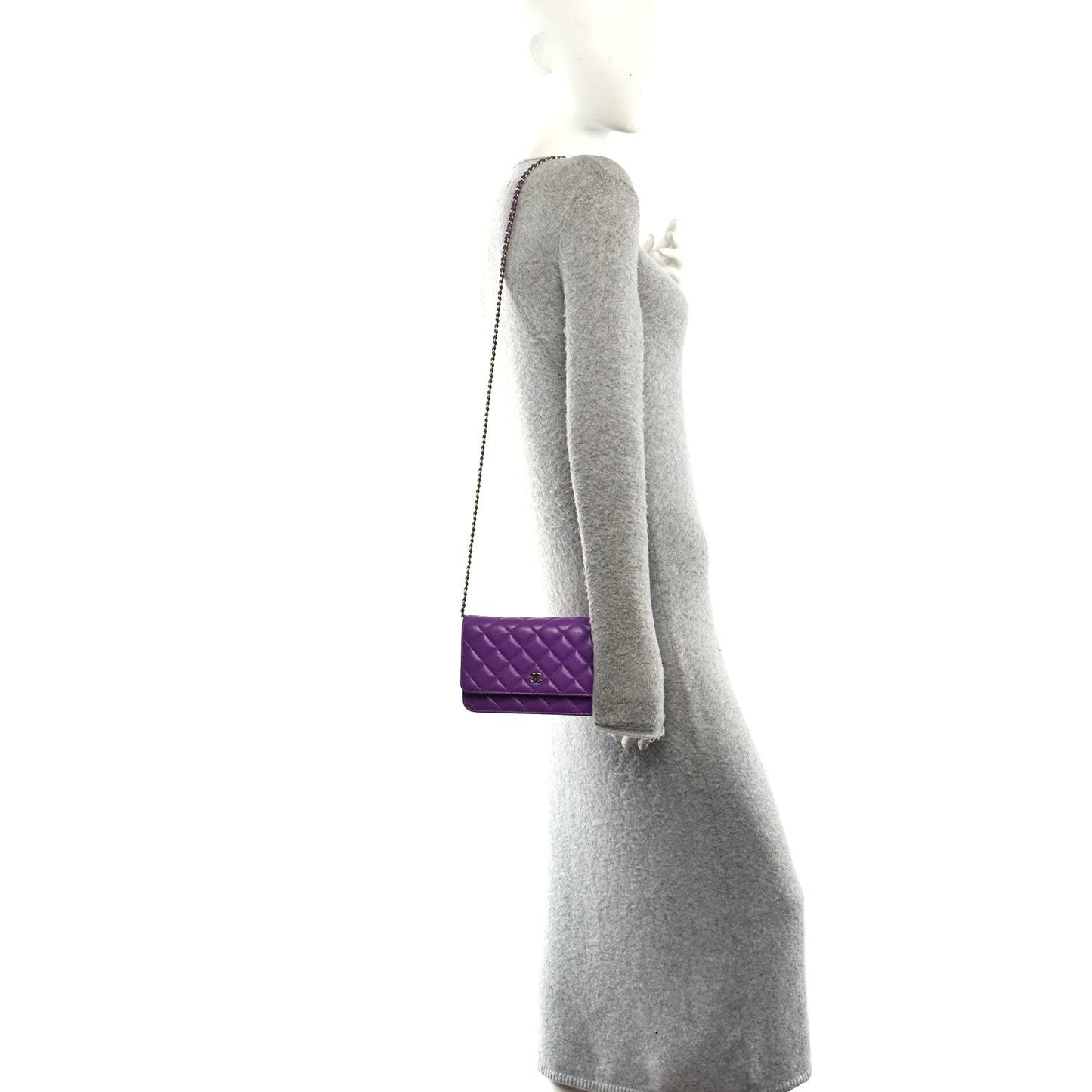 Caviar Quilted Wallet On Chain WOC Purple