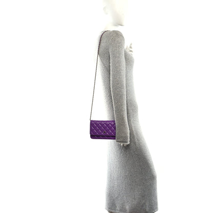 Caviar Quilted Wallet On Chain WOC Purple