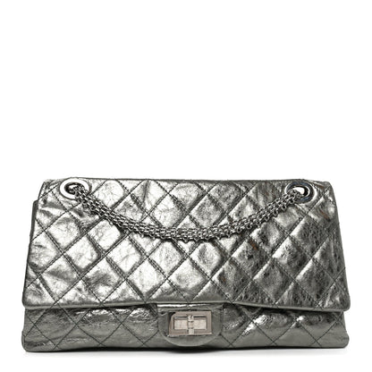 Metallic Aged Calfskin Quilted 2.55 Reissue 227 Flap Vert Fonce