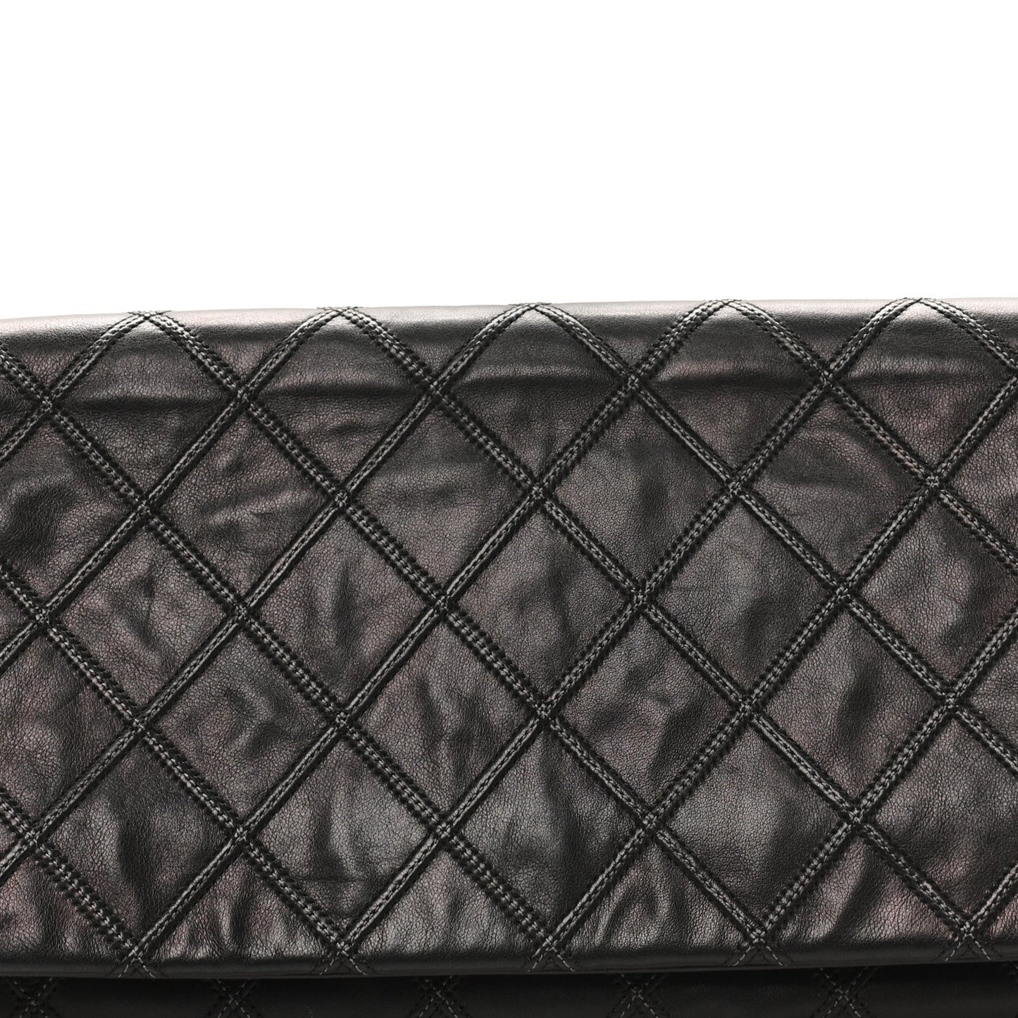 Calfskin Stitched Thin City Clutch Black