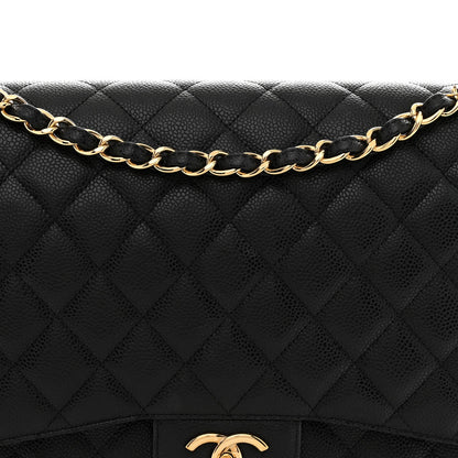 Caviar Quilted Maxi Double Flap Black