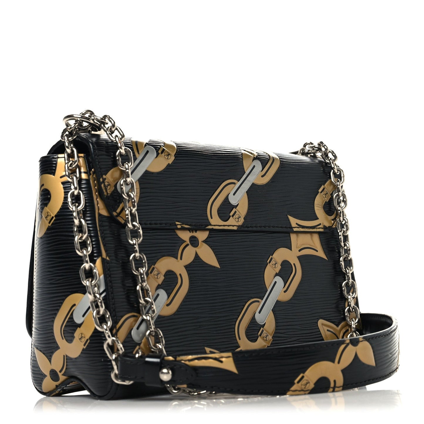 Epi Chain Flower Twist Shoulder Bag MM Black