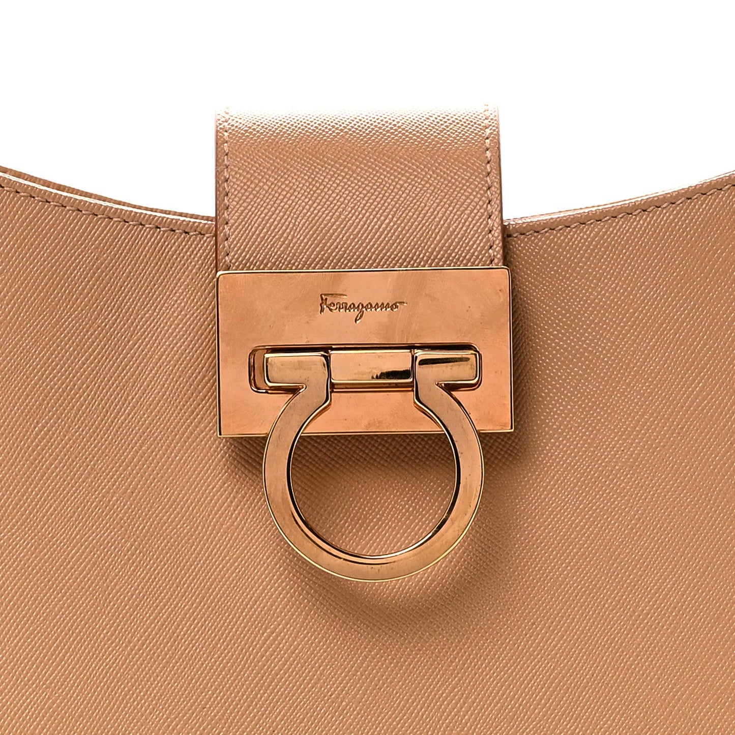 Hammered Calfskin Trifolio Shoulder Bag Sand