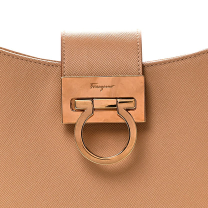 Hammered Calfskin Trifolio Shoulder Bag Sand