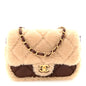 Shearling Lambskin Quilted Mini Furry Coco Flap Beige Dark Brown