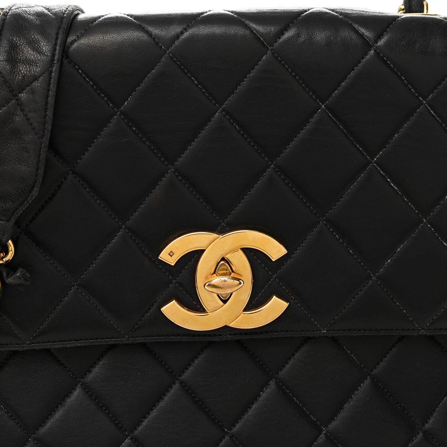 Lambskin Quilted Medium Single Flap Black