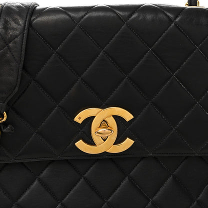 Lambskin Quilted Medium Single Flap Black
