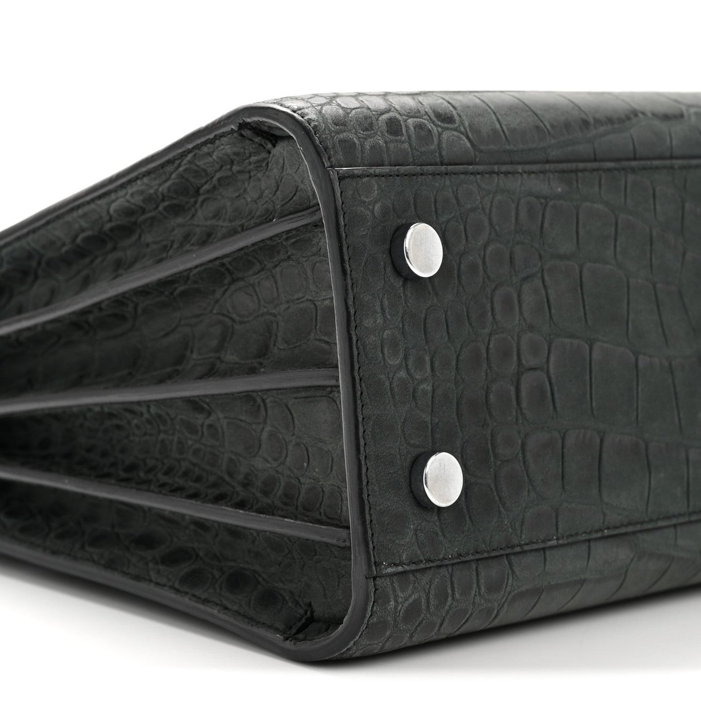 Calfskin Crocodile Embossed Baby Sac de Jour Dusty Black
