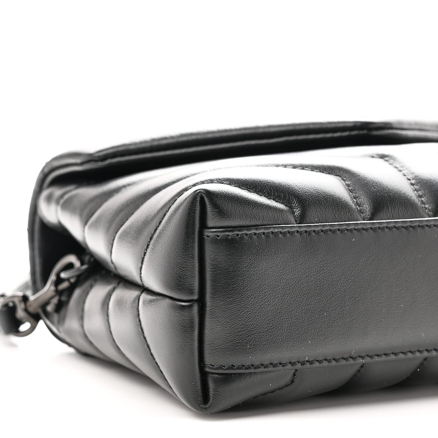 Calfskin Y Quilted Monogram Monochrome Toy Loulou Crossbody Bag Black