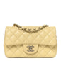 Lambskin Quilted Mini Rectangular Flap Light Yellow