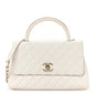 Caviar Quilted Small Chain Coco Handle Flap White