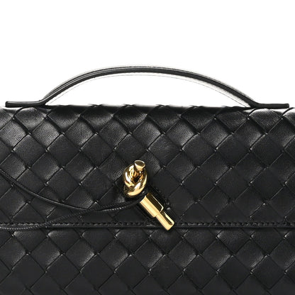 Nappa Intrecciato Long Andiamo Top Handle Clutch Black