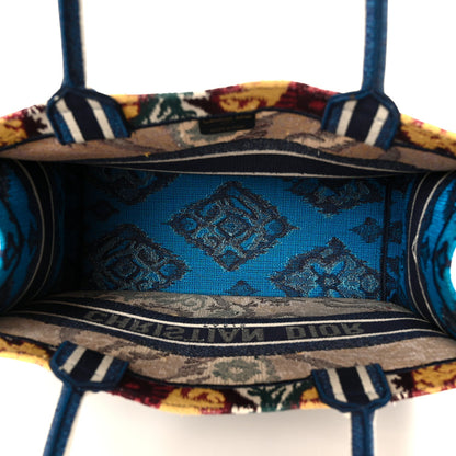 Canvas Embroidered Paisley Medium Book Tote Blue Multicolor