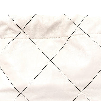 Shiny Calfskin Quilted Small Chanel 22 White Black