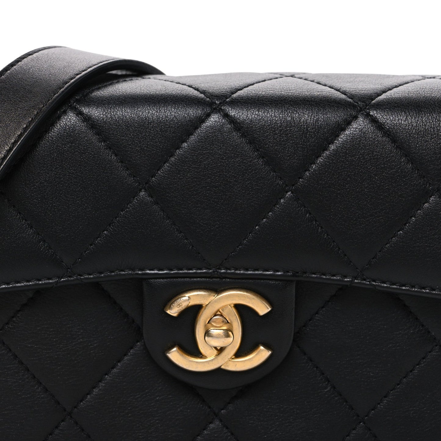 Calfskin Quilted Moon Messenger Black