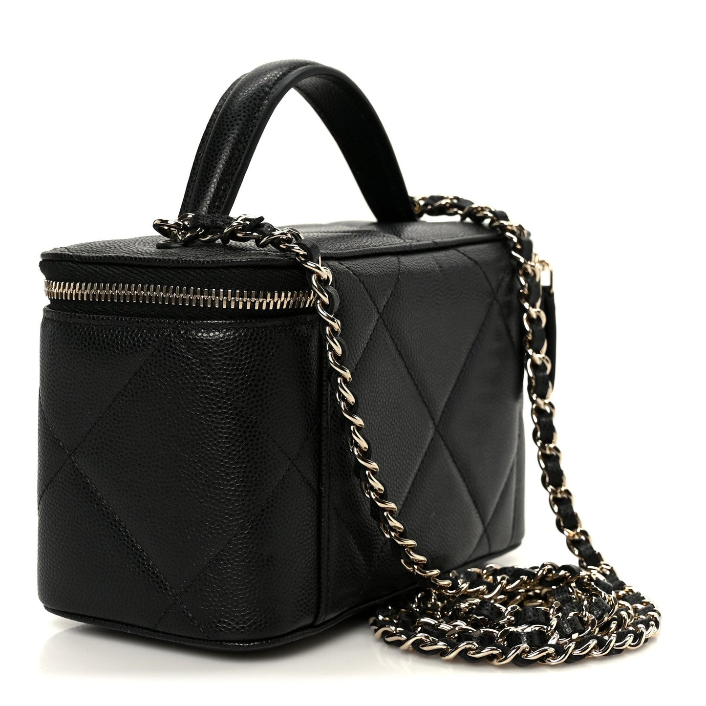Caviar Quilted Top Handle Long Vanity Black