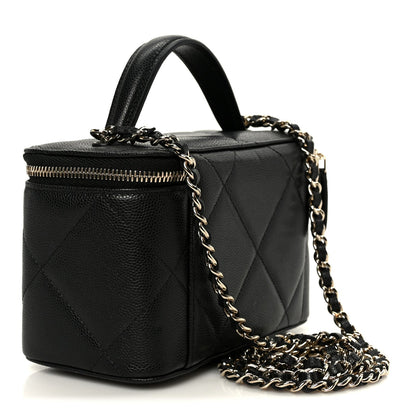 Caviar Quilted Top Handle Long Vanity Black