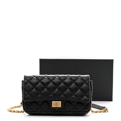 Aged Calfskin Quilted 2.55 Reissue Chain Waist Bag Black