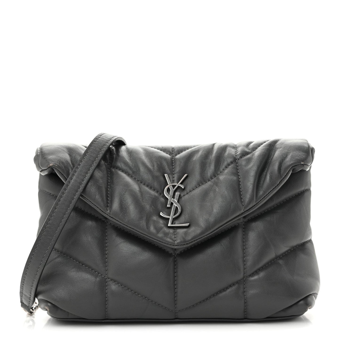 Lambskin Quilted Toy Loulou Puffer Monogram Chain Satchel Fog