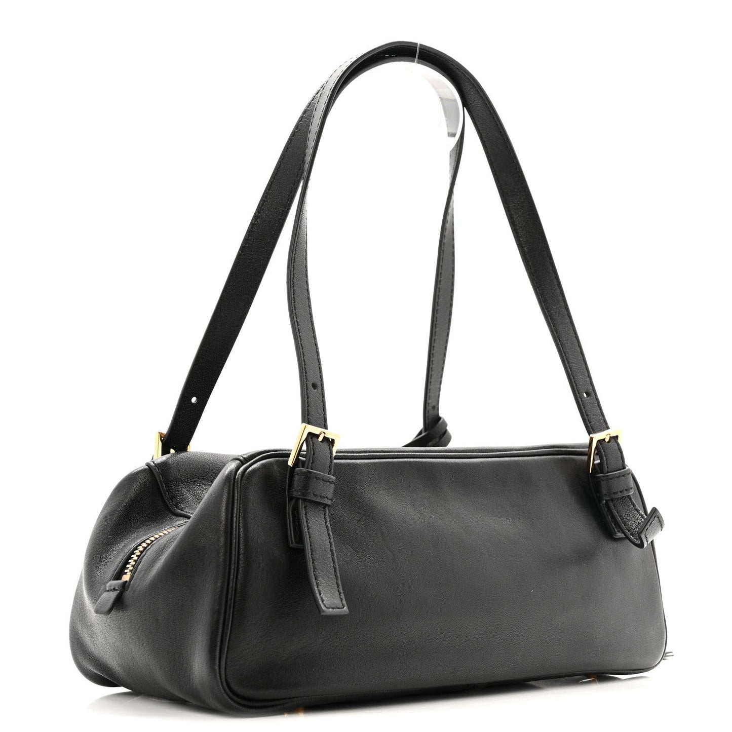 Lambskin Tag Bowling Bag Black