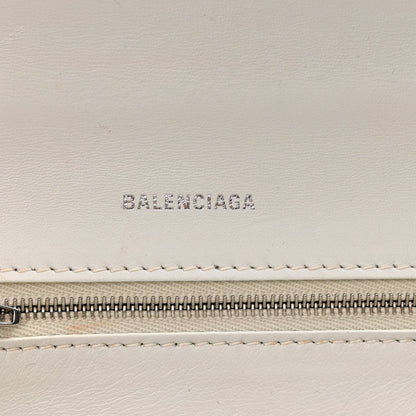 Shiny Box Calfskin Tonal B Hourglass Stretch Top Handle Bag White
