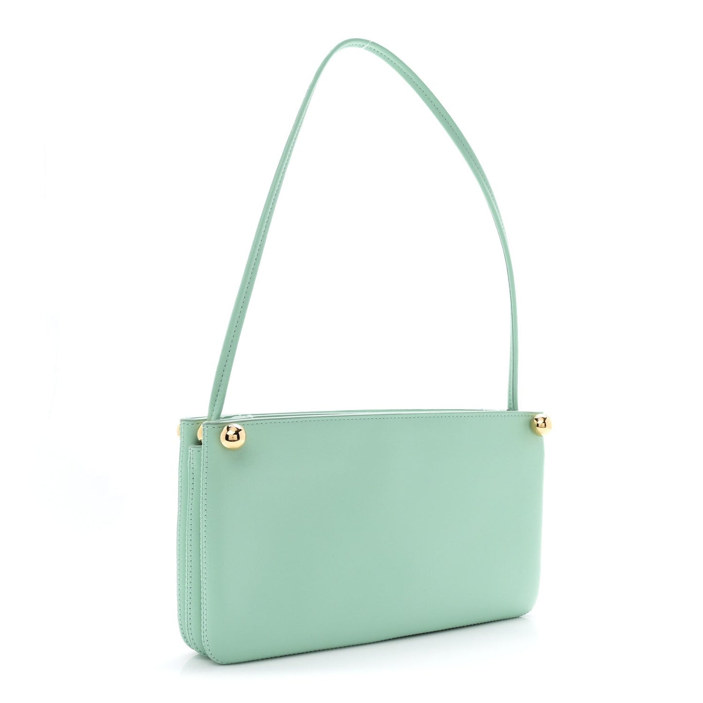 Calfskin Chick Studs Clutch Green