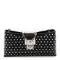 Calfskin Studded Trifolio Shoulder Bag Black