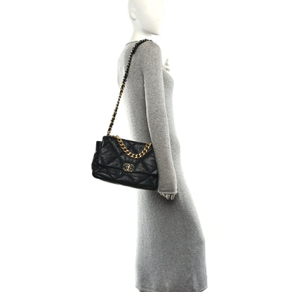 Lambskin Quilted Large Chanel 19 Flap Black