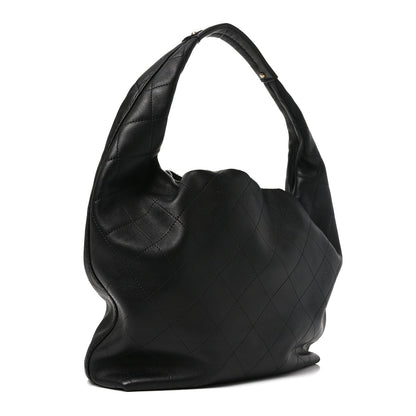 Calfskin Quilted Small Maxi Hobo Black