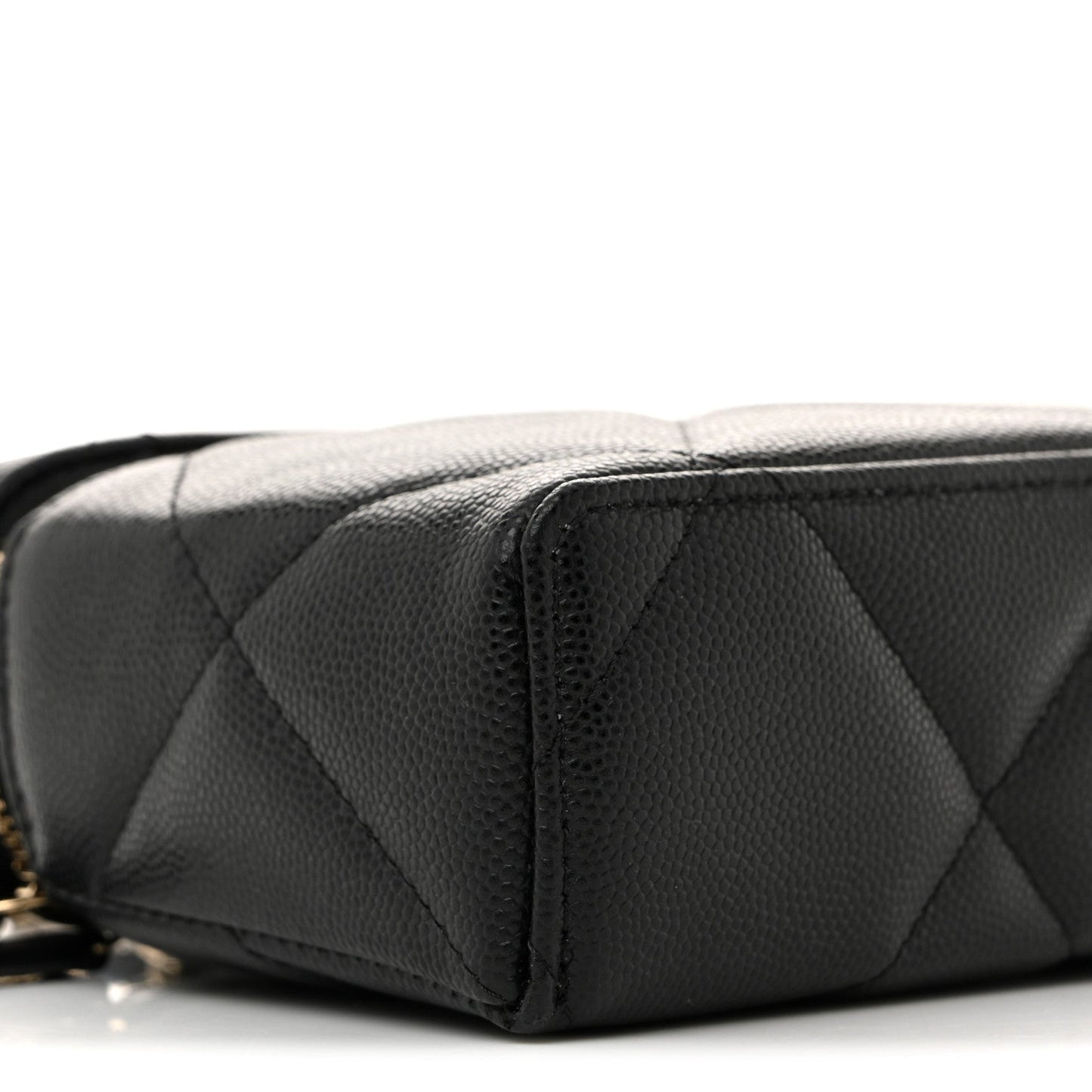 Caviar Quilted Top Handle Slim Vanity With Chain Black