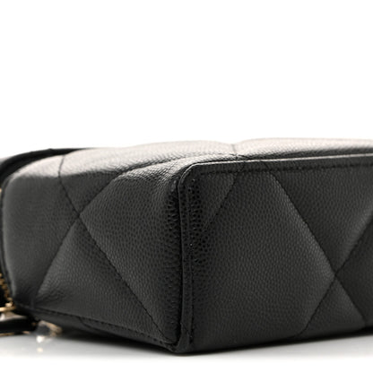 Caviar Quilted Top Handle Slim Vanity With Chain Black