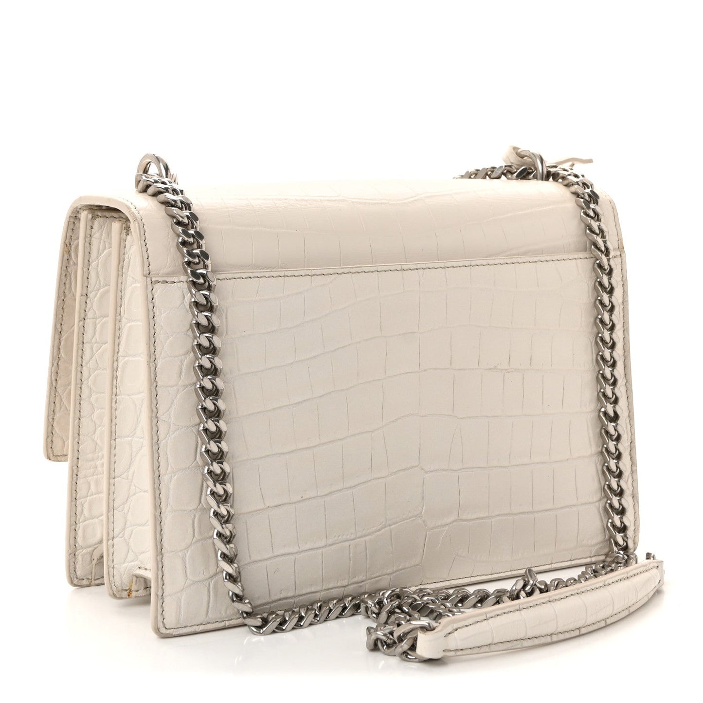 Calfskin Crocodile Embossed Medium Monogram Sunset Blanc Vintage