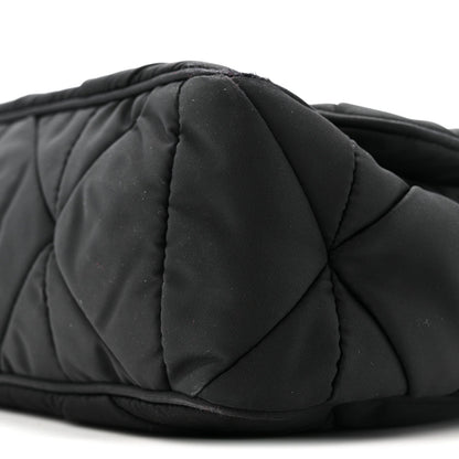 Re-Nylon Quilted Padded Flap Shoulder Bag Black