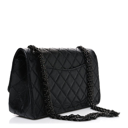 Aged Calfskin Quilted 2.55 Reissue 225 Flap  So Black