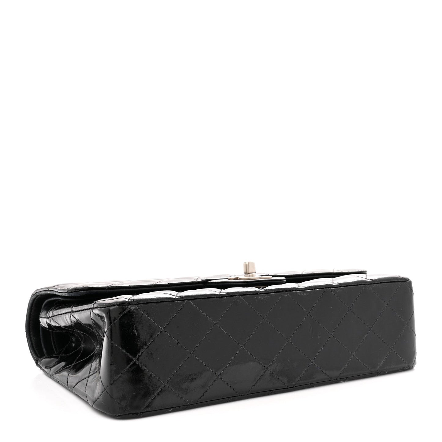 Patent Quilted Medium Double Flap Black