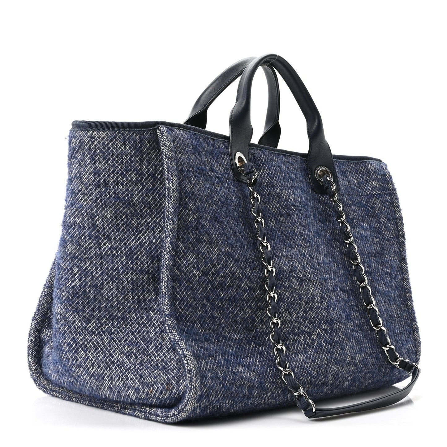 Mixed Fibers Calfskin Medium Deauville Tote Blue