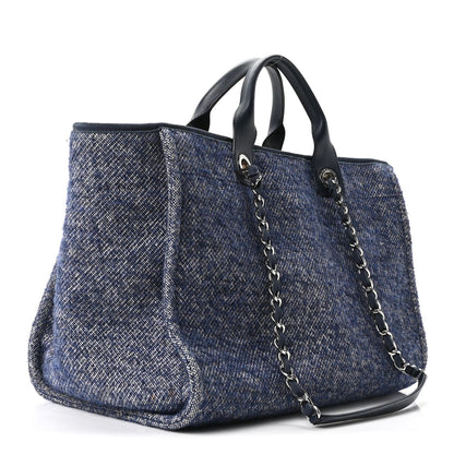 Mixed Fibers Calfskin Medium Deauville Tote Blue